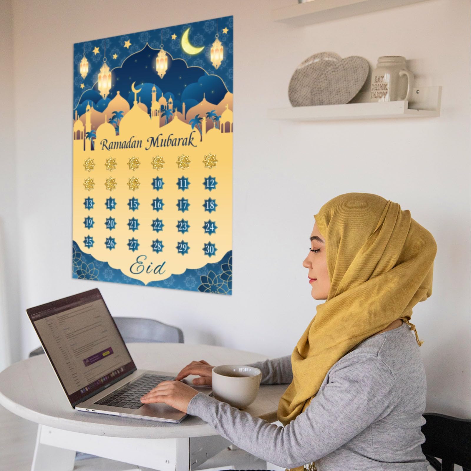MARFOREVER Ramadan Kalender, Ramadan Mubarak Adventskalender für Kinder Eid Mubarak Countdown Kalender 2025 mit 30 Sternen Aufklebern Ramazan Takvimi Ramadan Activities Ramadan Geschenke für Kinder