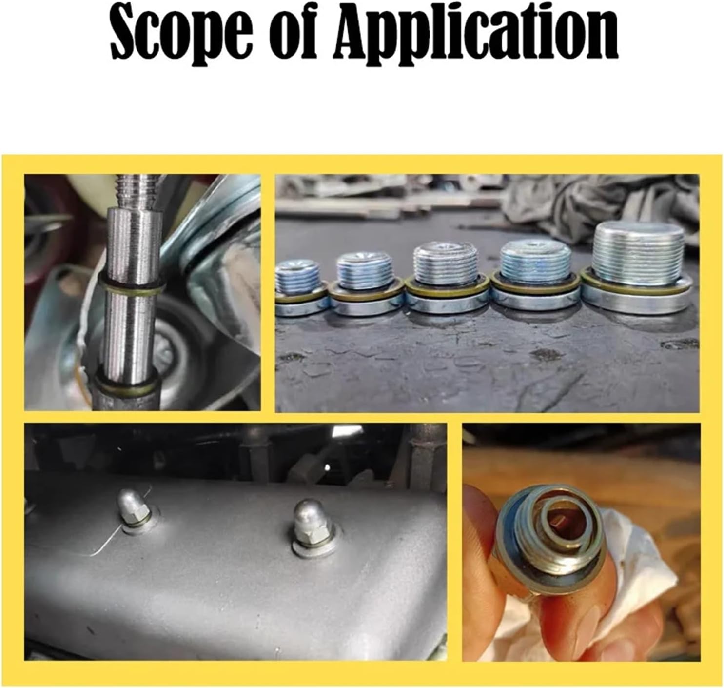 120/100pcs Bonded Sealing Ring Kit Metal Rubber Drain Screw Plumbing Gasket Oil Resistant Temperature Combined Seal Washer(120PCS M5-M24)