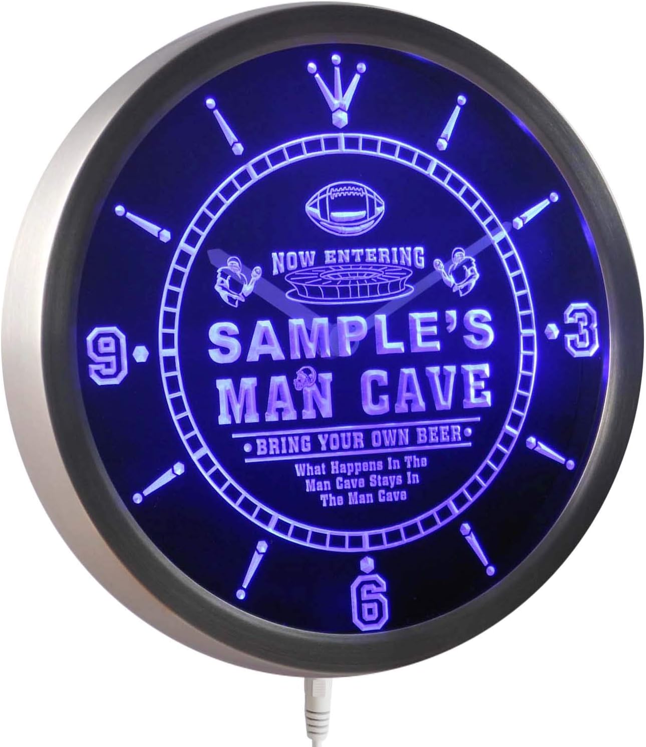 AdvPro ncqa-tm Name Personalized Custom Man Cave Football Bar Beer Neon Sign LED Wall Clock