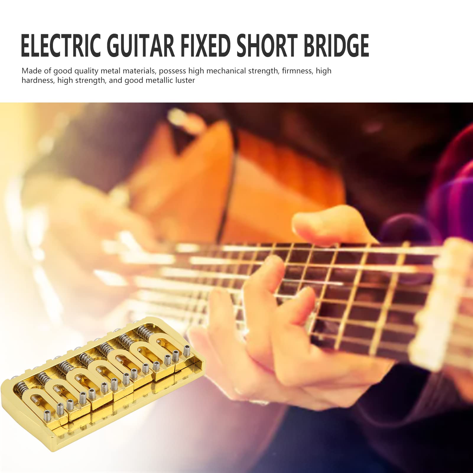 Chitarra Elettrica Fissa Ponte Corto Hardtail 7 Corde Attraverso Il Corpo Design Non Tremolo Dorato Per Chitarre Elettriche
