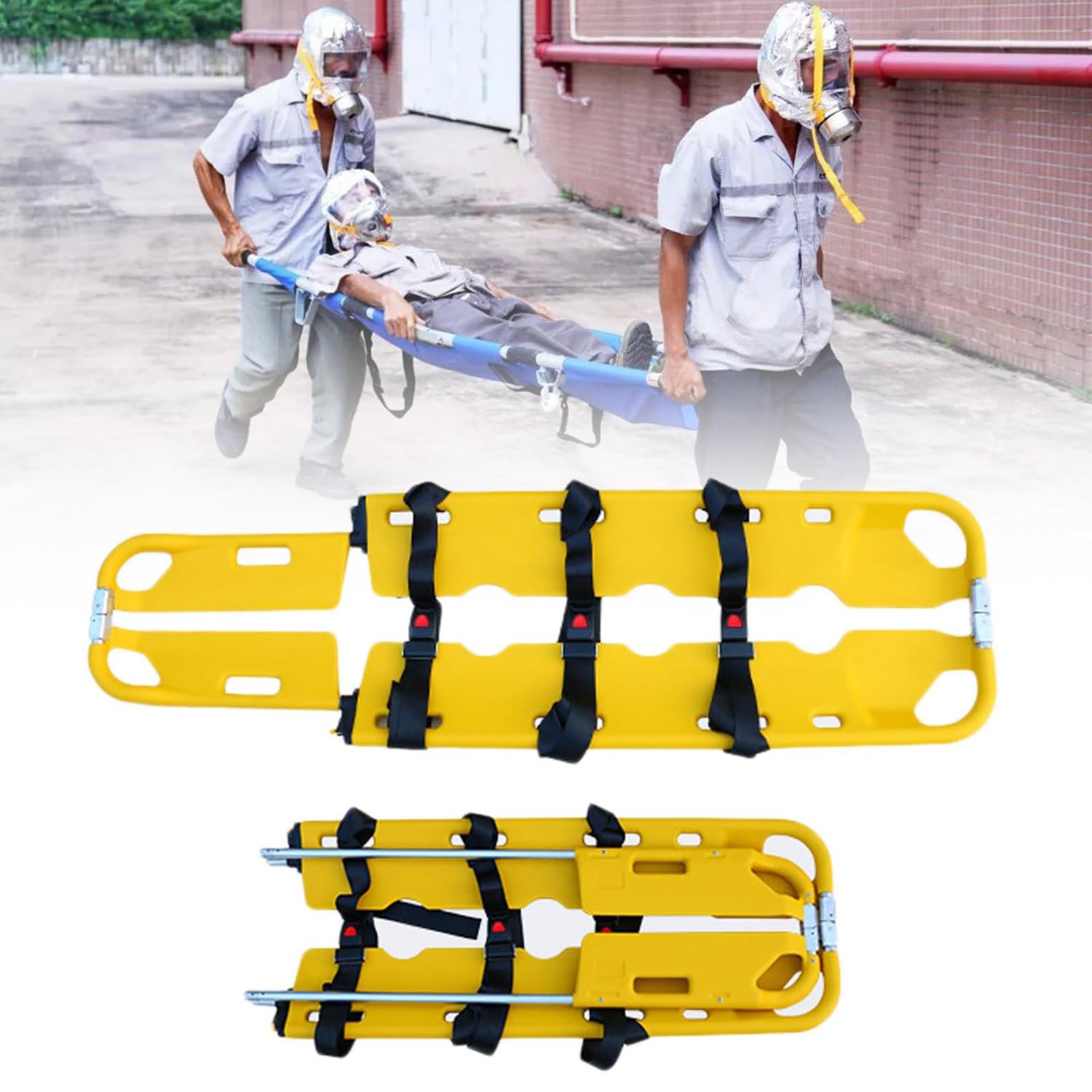 SGKOMN Portable Folding Stretcher, Aluminum Scoop Stretcher, Folding Stretcher for Emergency Patient Transport - Lightweight, Adjustable, 350lb Capacity, Portable for Travel