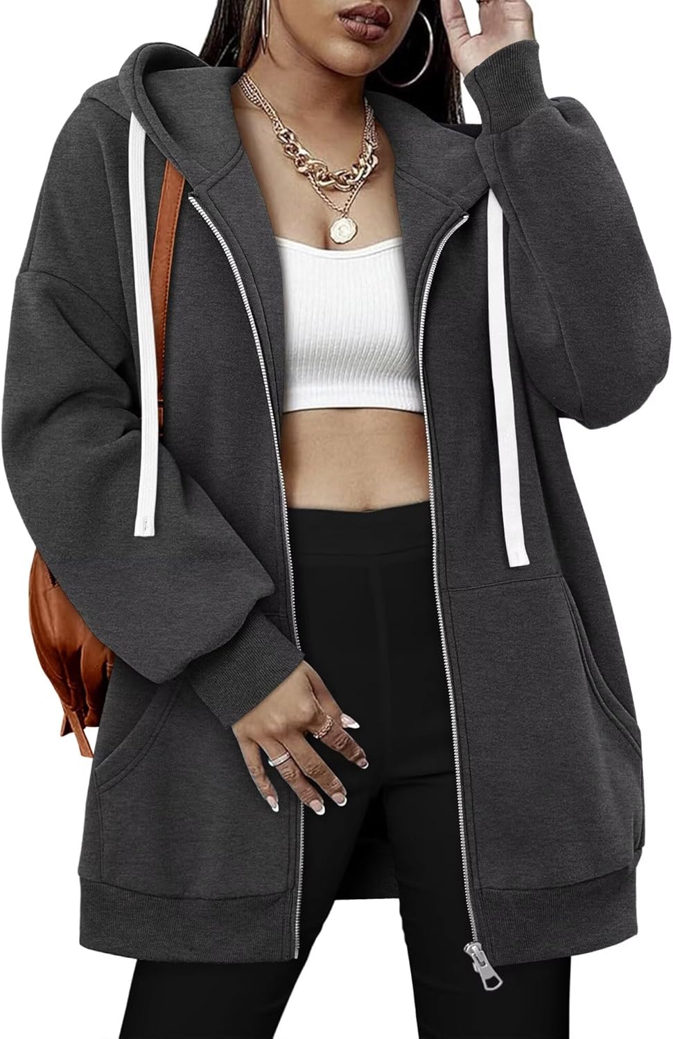 StunShow Womens Zip Up Hoodies Y2k Drawstring Sweatshirt Casual 2025 Fleece Jacket with Pocket