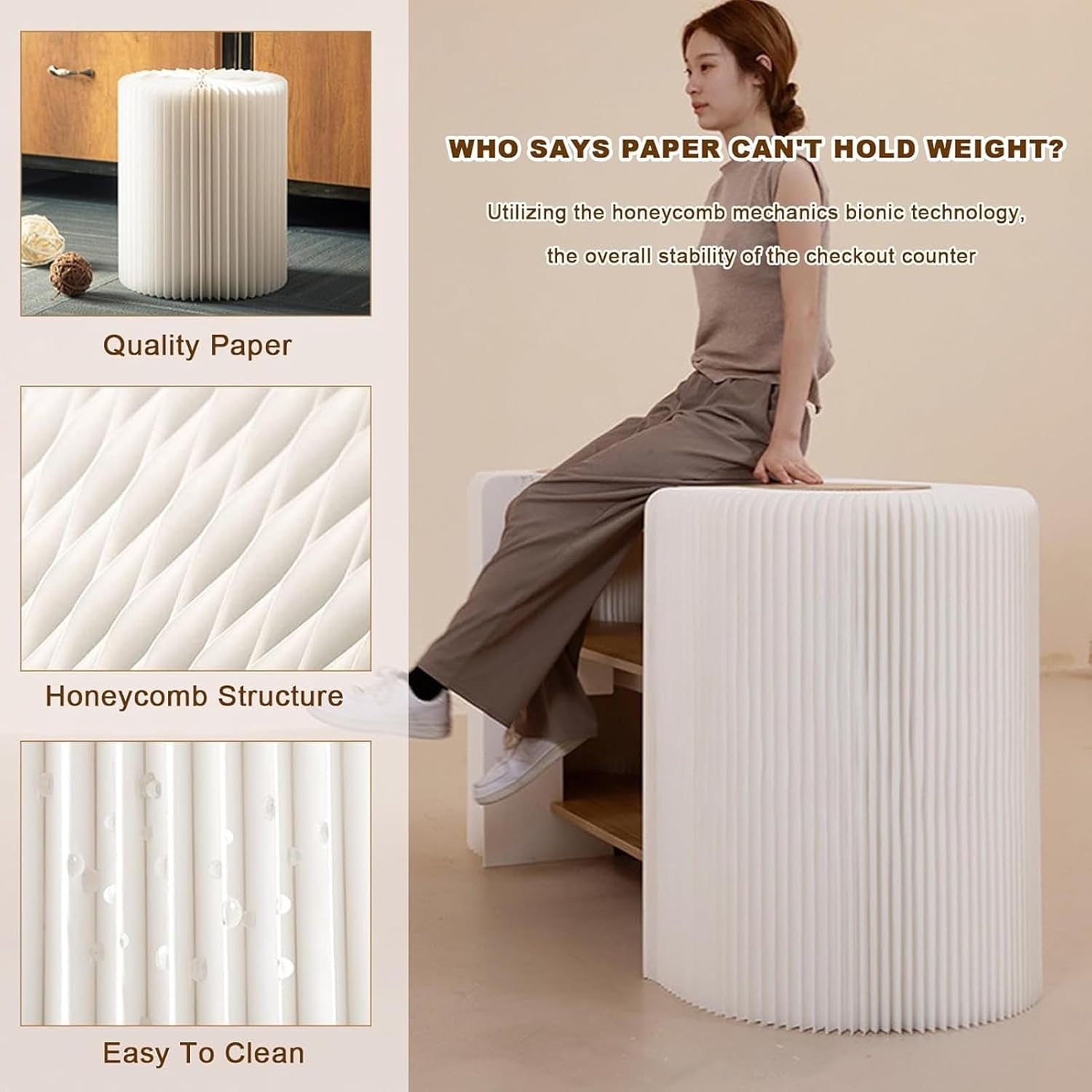 Reception Desk Front Counter Desk Three-Layer Storage Rack, Pop Up Accordion Design Trade Show Table for Shopping Mall Retail Promotion Exhibition,51.1 * 26.7 * 22.8in