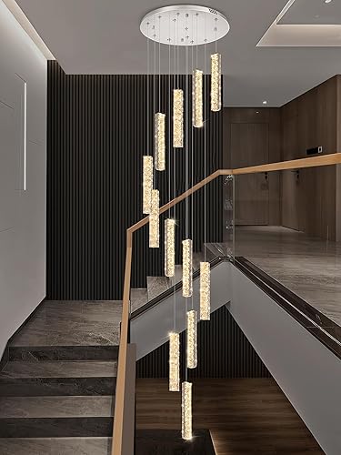 Lámparas de araña con colgante de cristal de 10 pies para entrada de vestíbulo accesorio de iluminación de techo alto 12 luces lámpara colgante de