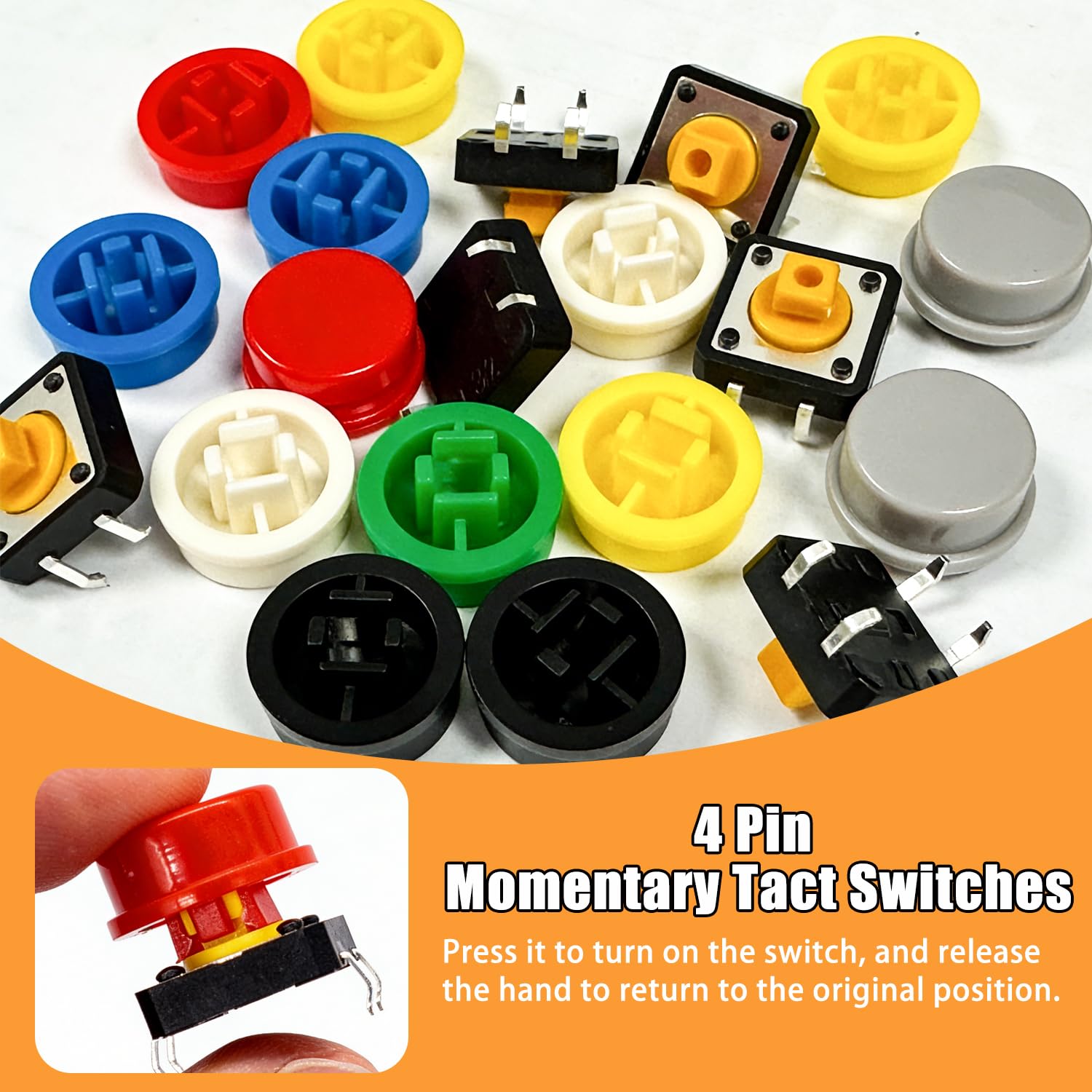Tactile Pushbutton Switch Momentary 4pin 12*12*7.3mm - TACT12X12X7.3MM Tactile Pushbutton Switch Momentary 4pin 12*12*7.3mm - TACT12X12X7.3MM