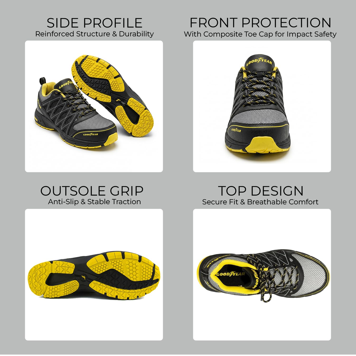 Goodyear Mężczyźni Metallfreie Arbeitssicherheit Trainer Mit Non Metallic Stoffkappe S1p / / Hroobuwie ochronne