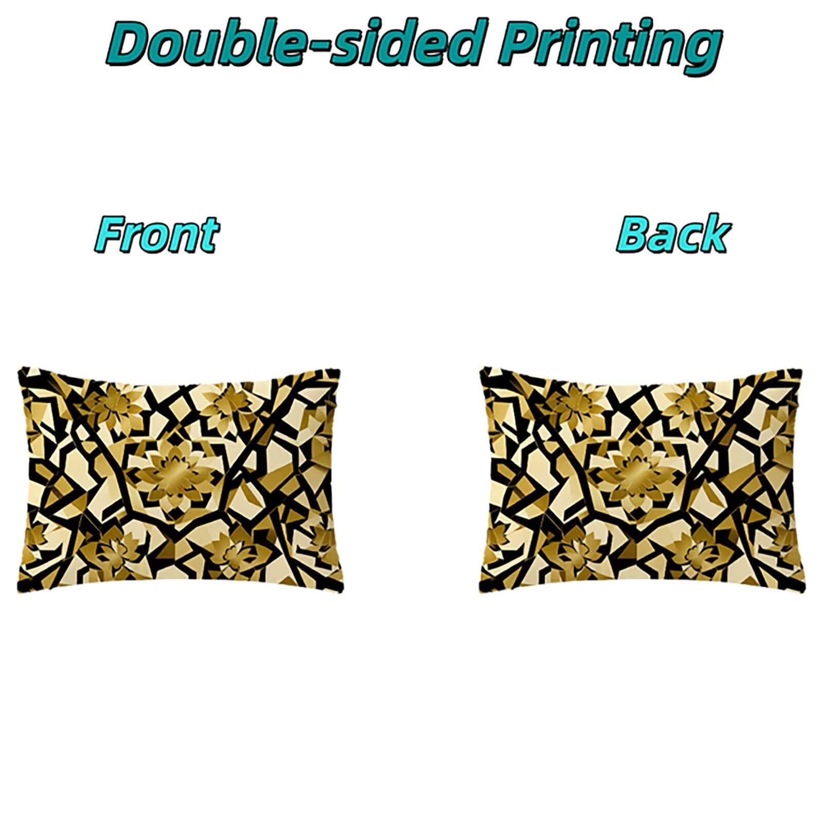 Federe Cuscini per Divano 60x80cm Federe Cuscino Letto Nero E Oro THDZ1138 | Federe Cuscini Astratto Stampa Fronte-Retro Cerniera Invisibile per Divano Letto Moderno Decorazioni Casa Regalo Donna