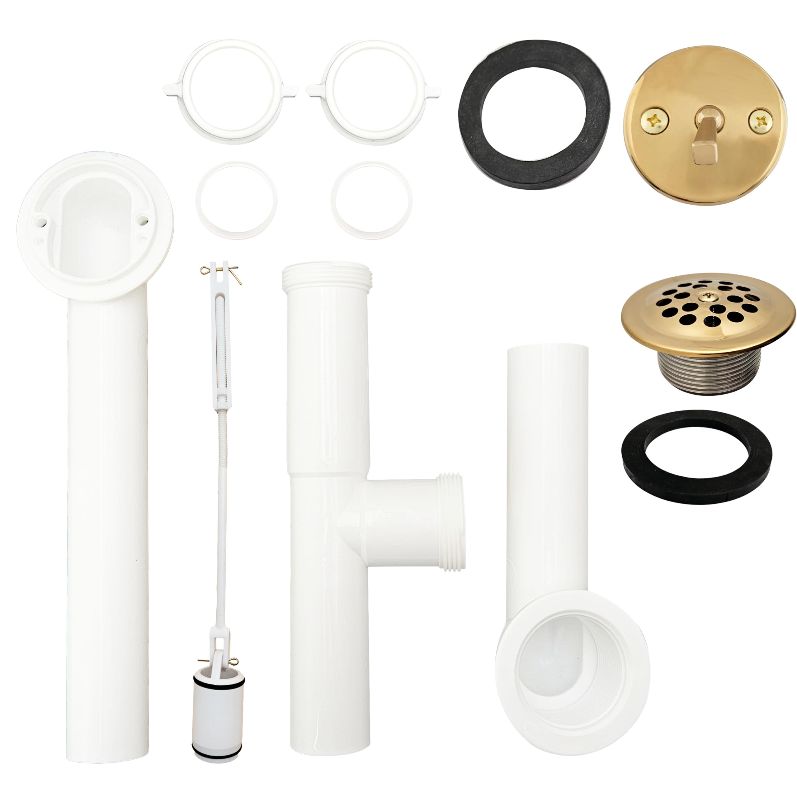 Westbrass 592244-01 Residuos tubulares de baño de 1 1/2 Pulgadas de Color Blanco, latón Pulido