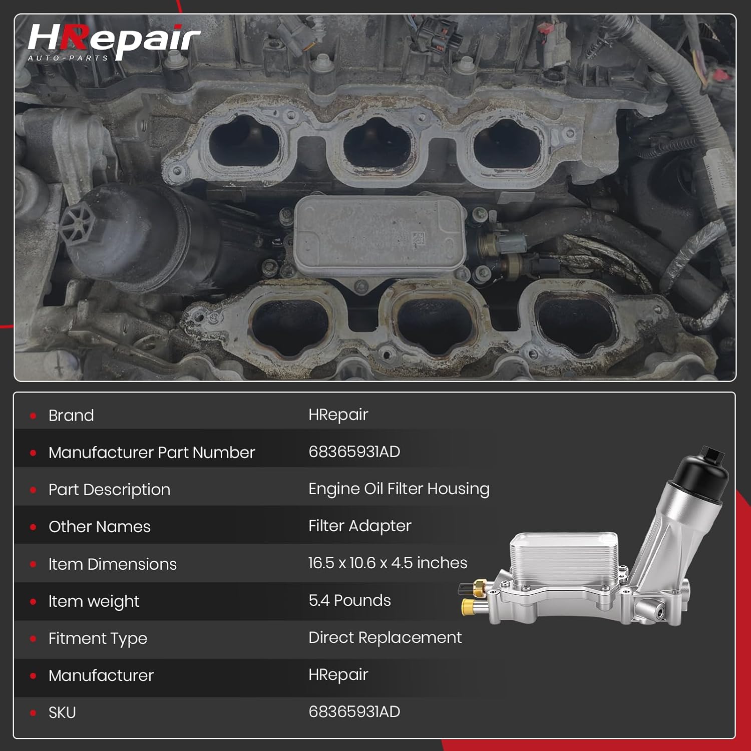 Aluminum 3.6 Oil Cooler fits for 2019-2020 Dodge Challenger Charger Journey & Jeep Cherokee Wrangler & Ram ProMaster 1500 & Chrysler 200 300 Town & Country Pacifica 3.6L V6.etc