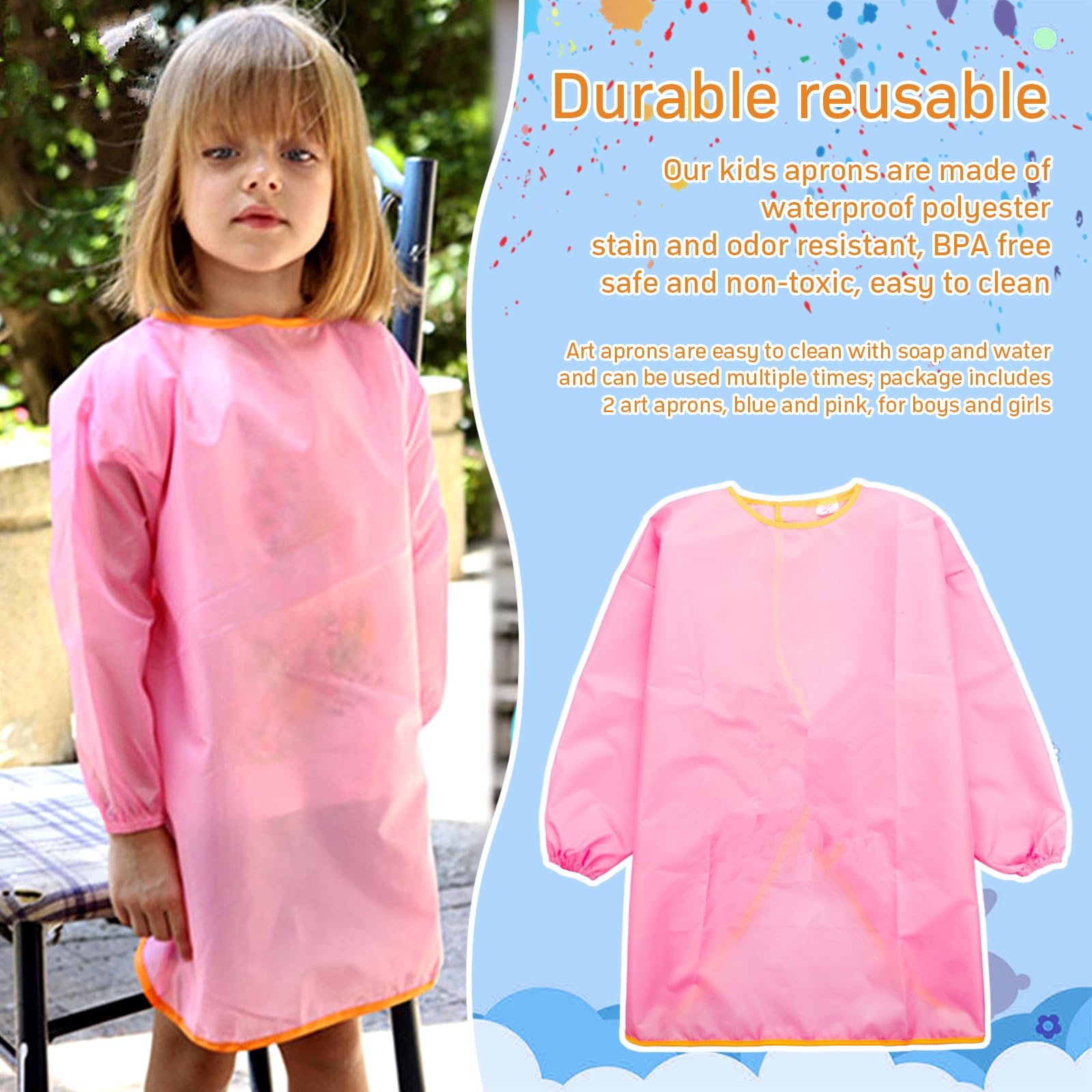 Grembiule 2-6 Anni GREMBIULE CON MANICHE LAVABILE GIOTTO BE-BE' FILA Bavaglino Con Maniche Lunghe