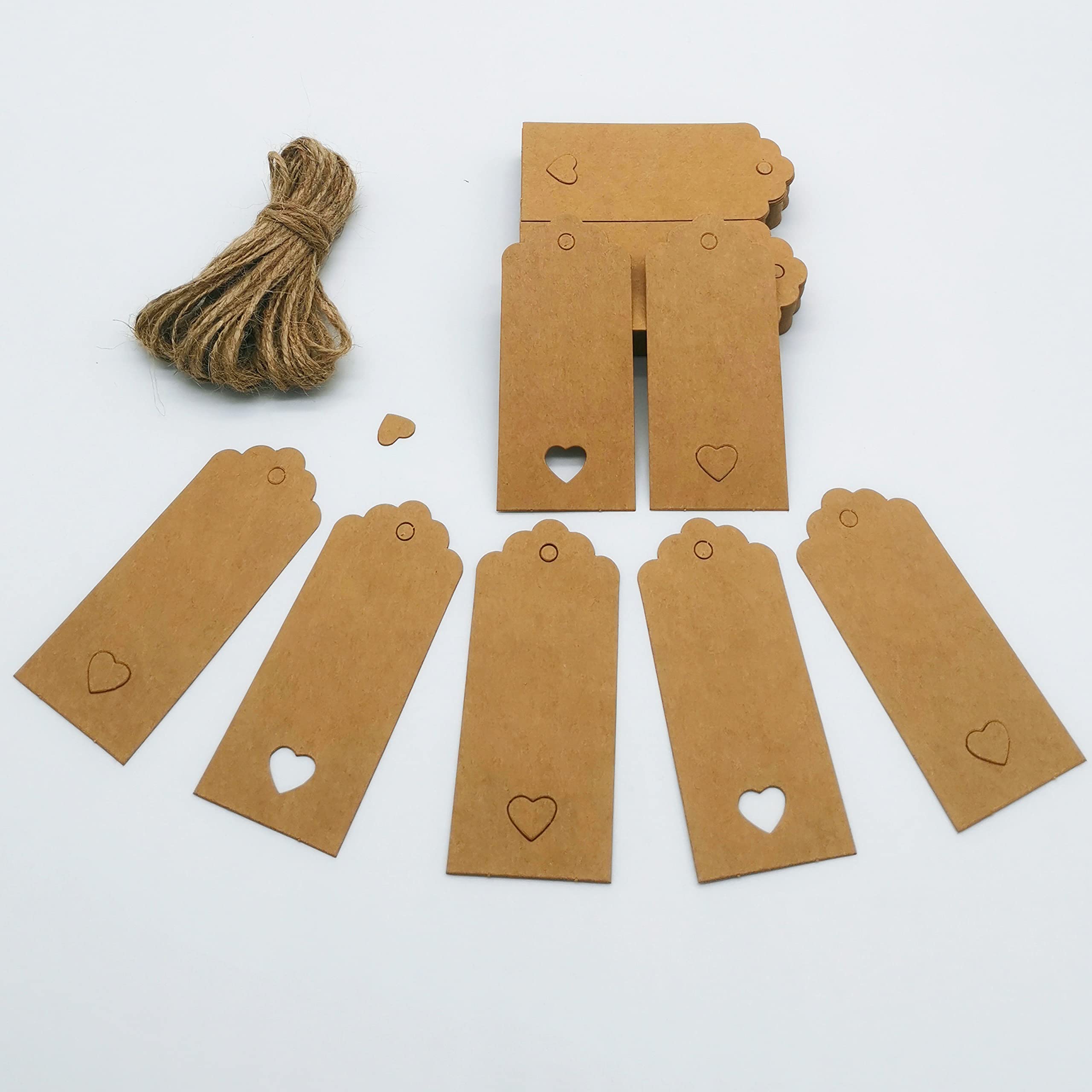 100pcs Kraft Paper Tags Set, Blank Gift Tags with 10 Meters Twine for Arts and Crafts, Wedding Valentine's Birthday and Holiday for DIY Crafts & Price Tags Labels(Brown Tags)