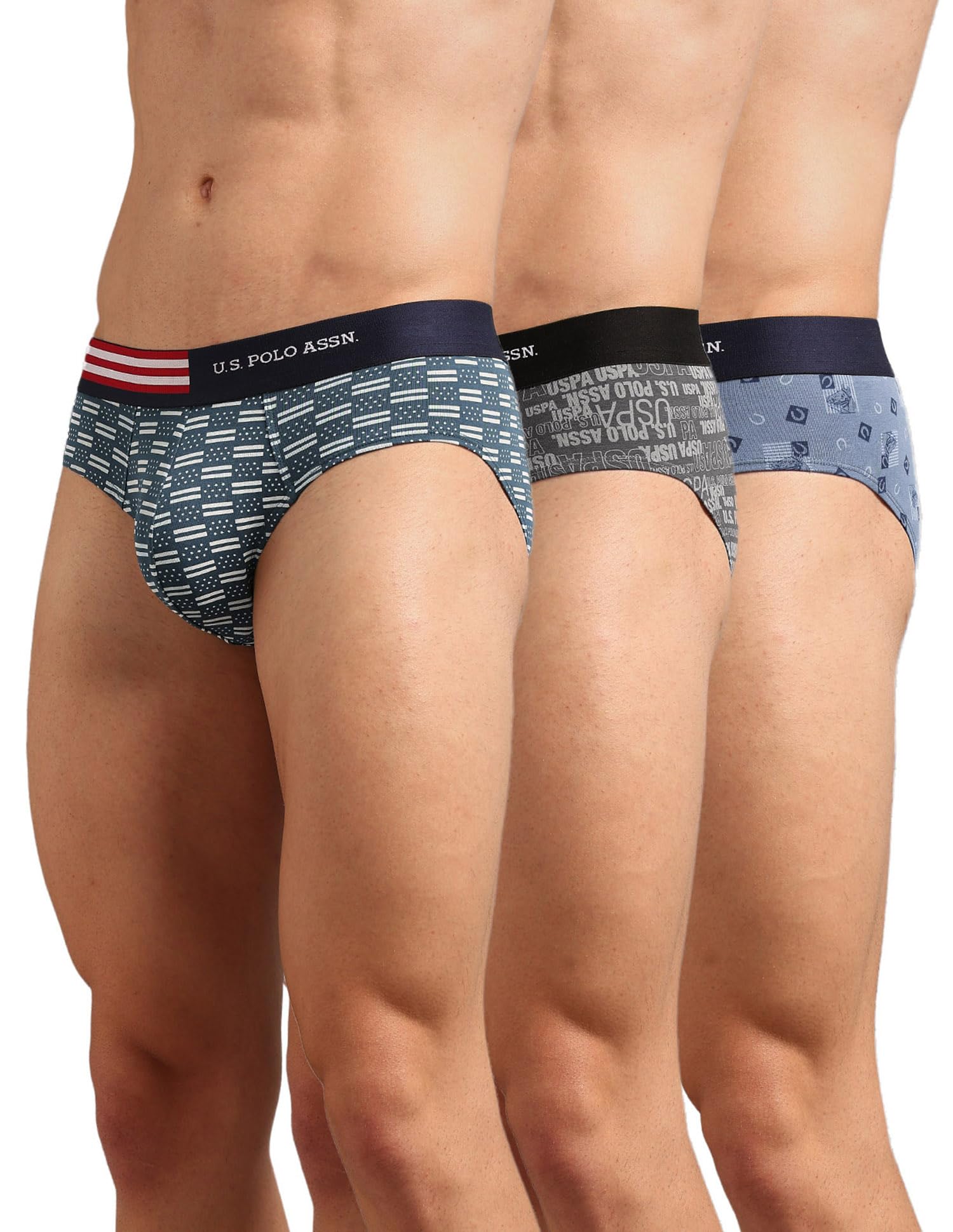 u.s. polo assn. Men's OEB20 Printed Low Rise Underwear Briefs - Pack of 3-picture-14