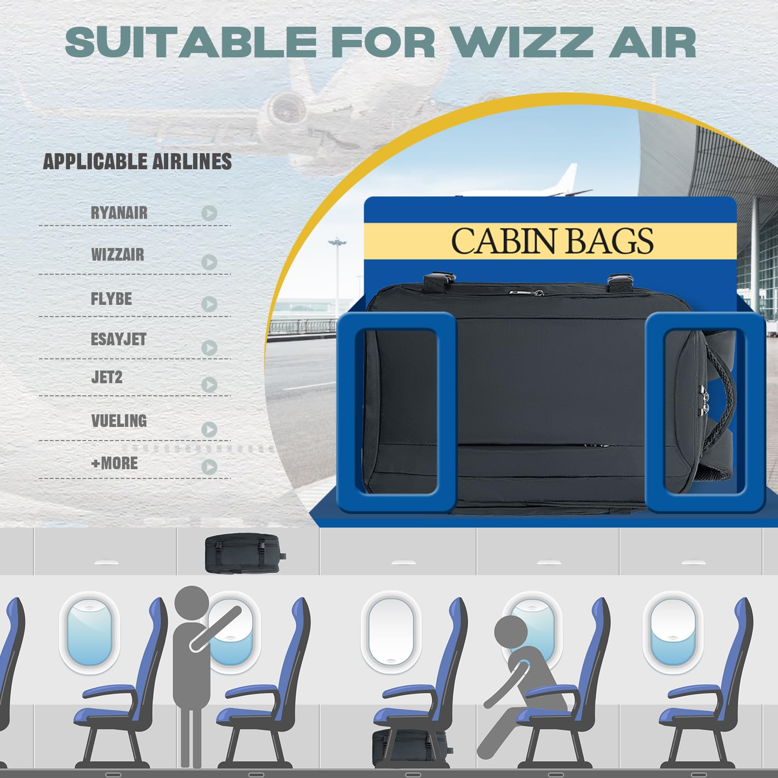 VMIKIV Zaino 40x30x20 per Ryanair Zaino da Viaggio Aereo Bagaglio a Mano Piccolo Borsa da Cabina Zaini Donna Uomo per Scuola Lavoro