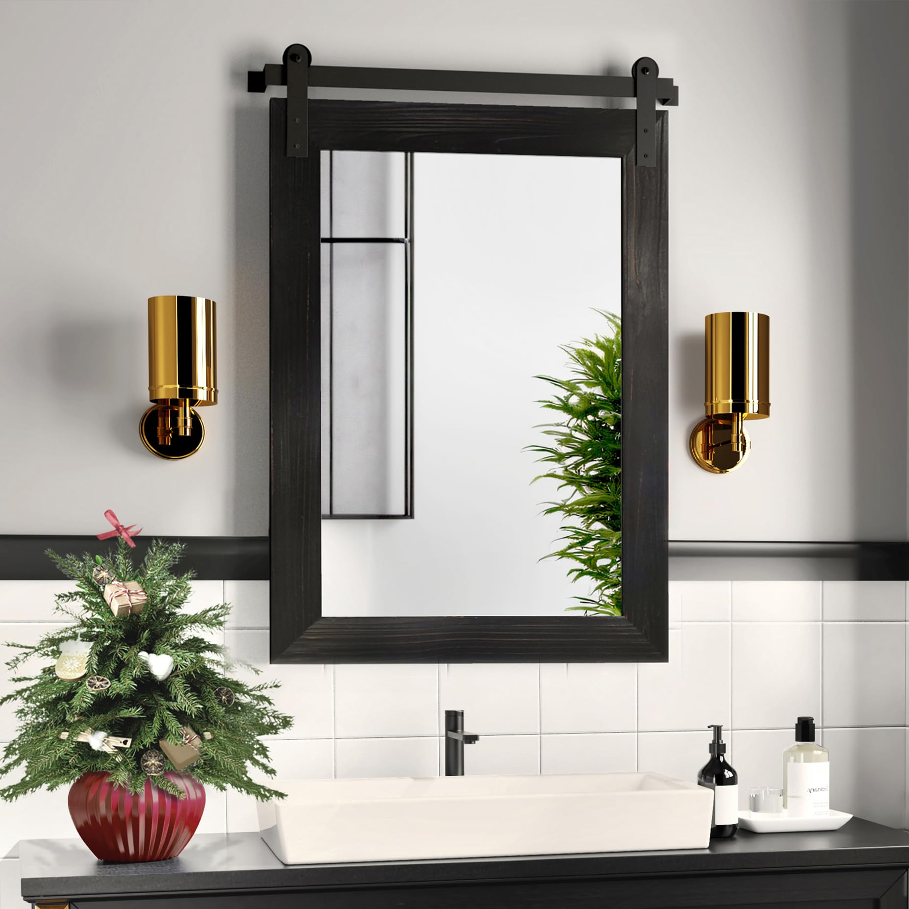 COGOOD Farmhouse Bathroom Mirrors for Over Sink - 30 x 22 Black