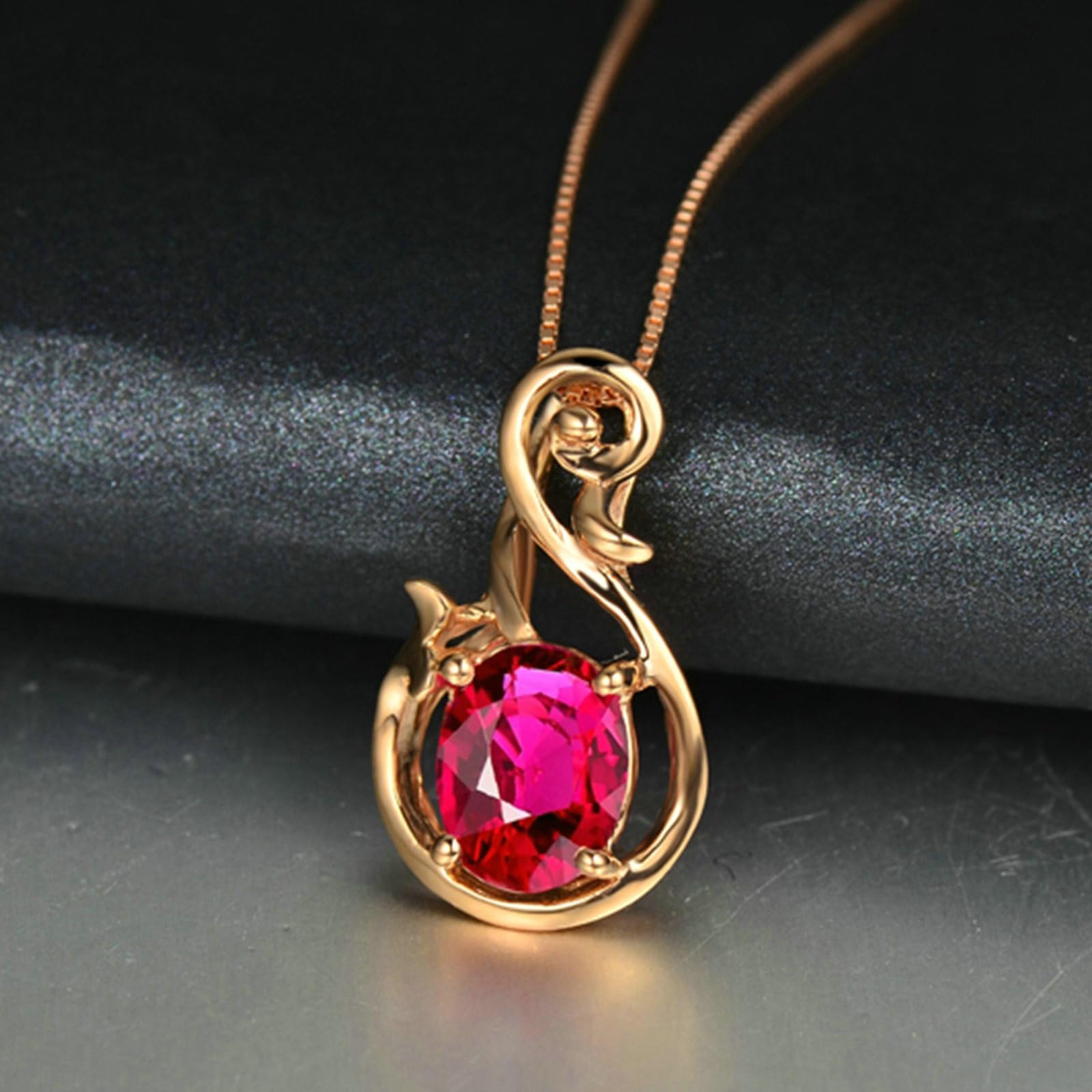 Łańcuszek damski z czerwonego złota, prawdziwe 750 585 375, zawieszka charms, nieskończoność z czerwonym turmalinem, 1,35 ct, łańcuszek damski, 45 cm, na wesele