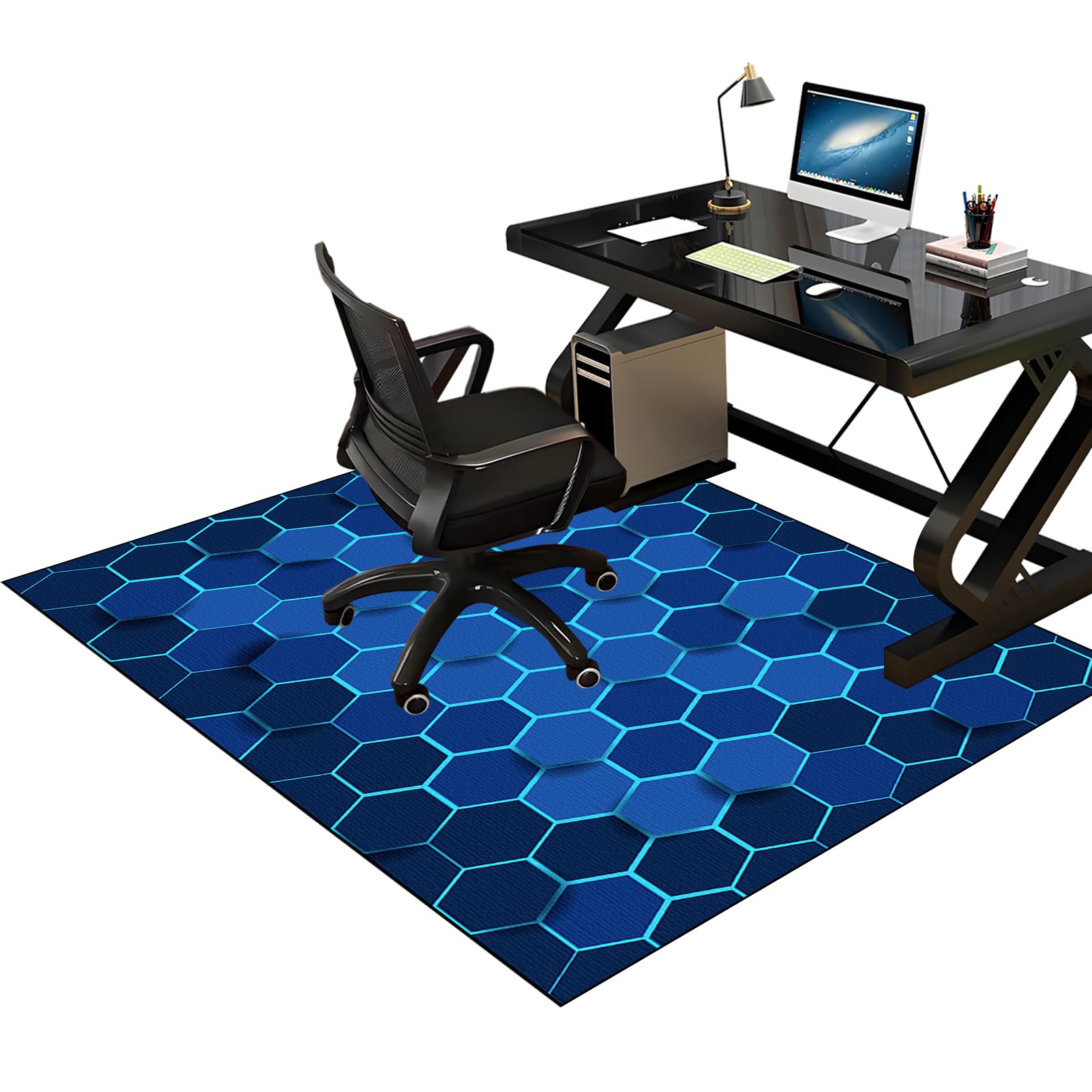 Tkuhknag Carpet Protector Chair Mat, Easy Glide Home Office Rolling Chair Mat for Low Pile Carpets, 130 x 160 cm Rectangular Hard Carpet Floors Protector, Gaming Chair Mat Non-Slip Desk Chair Mat
