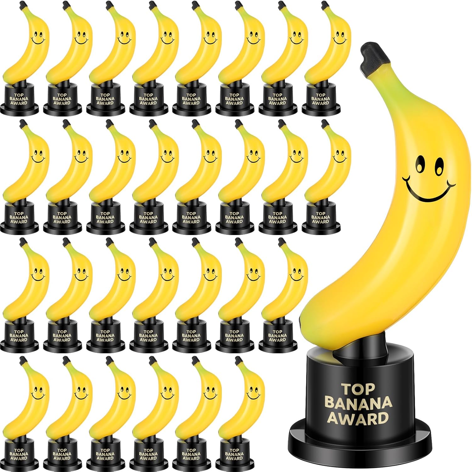 Tondiamo Top Banana Award Trophy Plastic Cute Fun Award Trophy Smiling Yellow Banana on Black Stand Funny Trophies Gifts 12