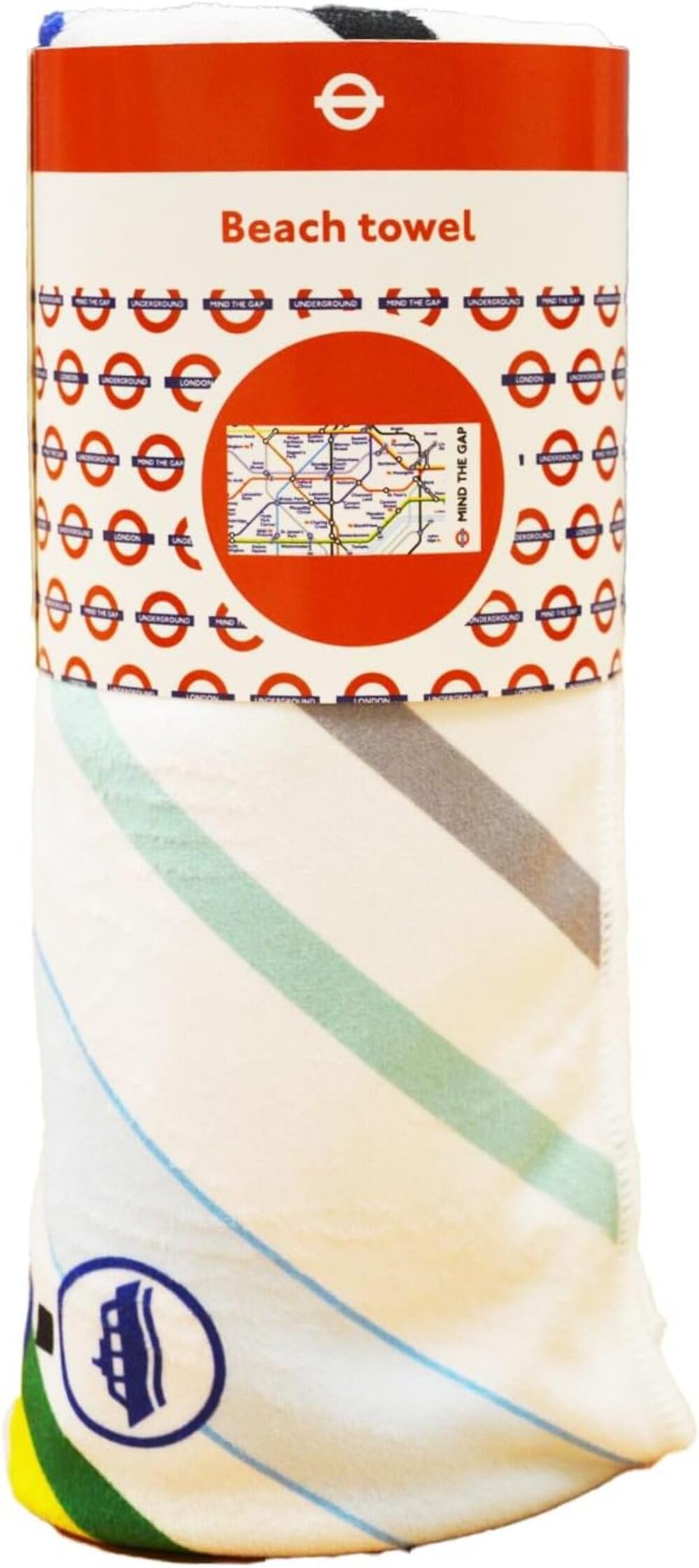 TFL8401 Serviette de plage sous licence du métro de Londres avec impression carte tube Grande taille 74 cm x 145 cm Séchage rapide Anti-sable Vacances Voyage Mer