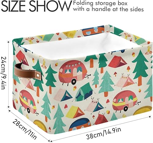 Miniatura 4 de Caravanas y tiendas de campaña en el bosque, cesta de almacenamiento cuadrada de almacenamiento, organizador de lona para almacenamiento de armario,