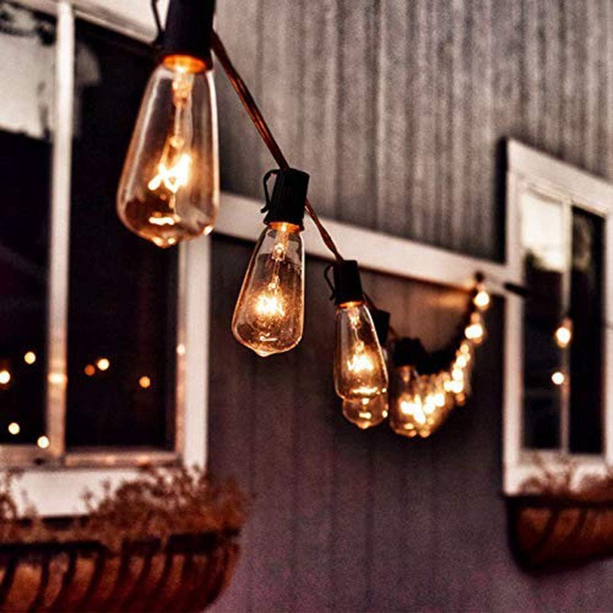Romasaty 10-Pack Edison Light Bulbs ST40 Clear Replacement Bulbs-7 watts 120 Volts E17 Screw Base for Outdoor Indoor Patio Edison String Lights-Clear