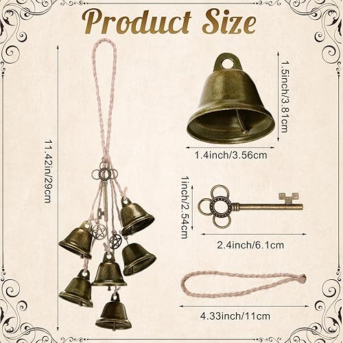 Miniatura 16 de 2 piezas de campanas de bruja para proteger las puertas, campanas de viento de bruja, corona hecha a mano para decoración de puerta del hogar, pomo