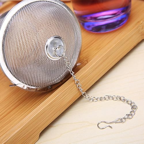 Miniatura 5 de cn herb 1 bola de té de malla de acero inoxidable de varios tamaños, colador de té de hojas sueltas preparable, especias y condimentos (acero