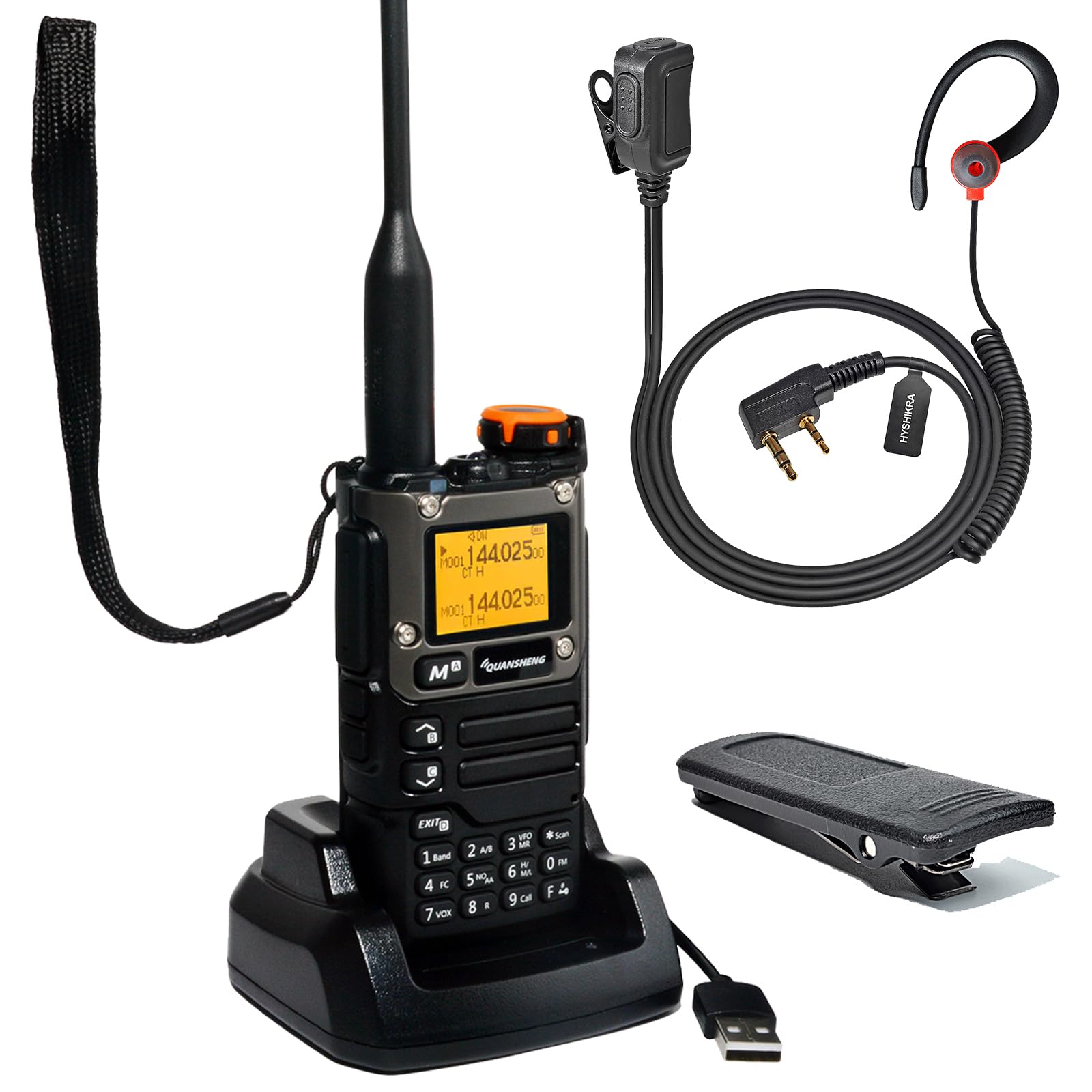 Quansheng UV-K5(8) Orange VHF UHF Portable Walkie Talkie FM NOAA UV-K6 Two-way Radio for Outdoor/Warehousing and logistics/navigation/industrial production (Black, with Radio Holder) — view 14
