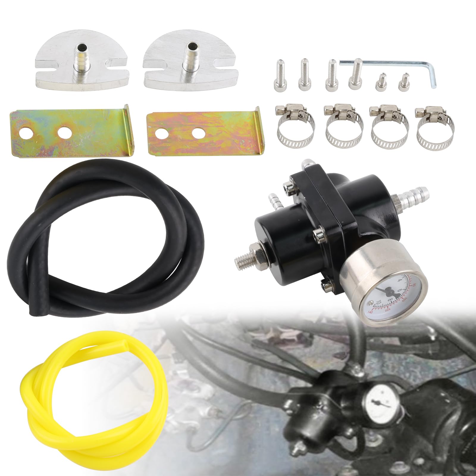 Régulateur de pression pour carburant, réglable 0-140 PSI, en aluminium, universel, régulateur de pression d'essence, en alliage avec manomètre