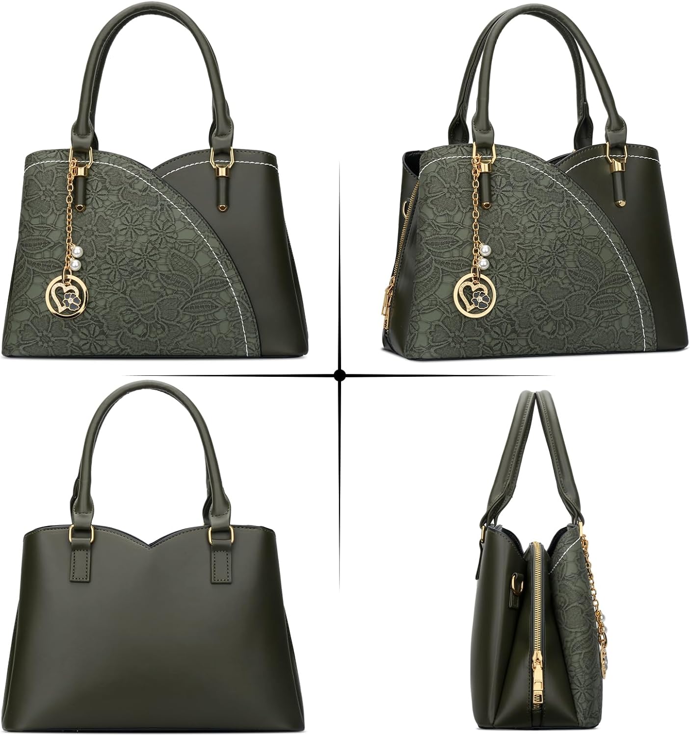 KKXIU Triple Compartments Purses and Handbags for Women Fashion Ladies Satchel Shoulder Top Handle Bag - Image 4