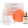 Facial Cupping (7-Pc Set) - Face Cupping Set - Facial Suction Cups With Jojoba Oil & Cleansing Brush To Reduce Appearance Of Fine Lines - Face Suction Cup Set For Lymphatic Drainage by grace & stella