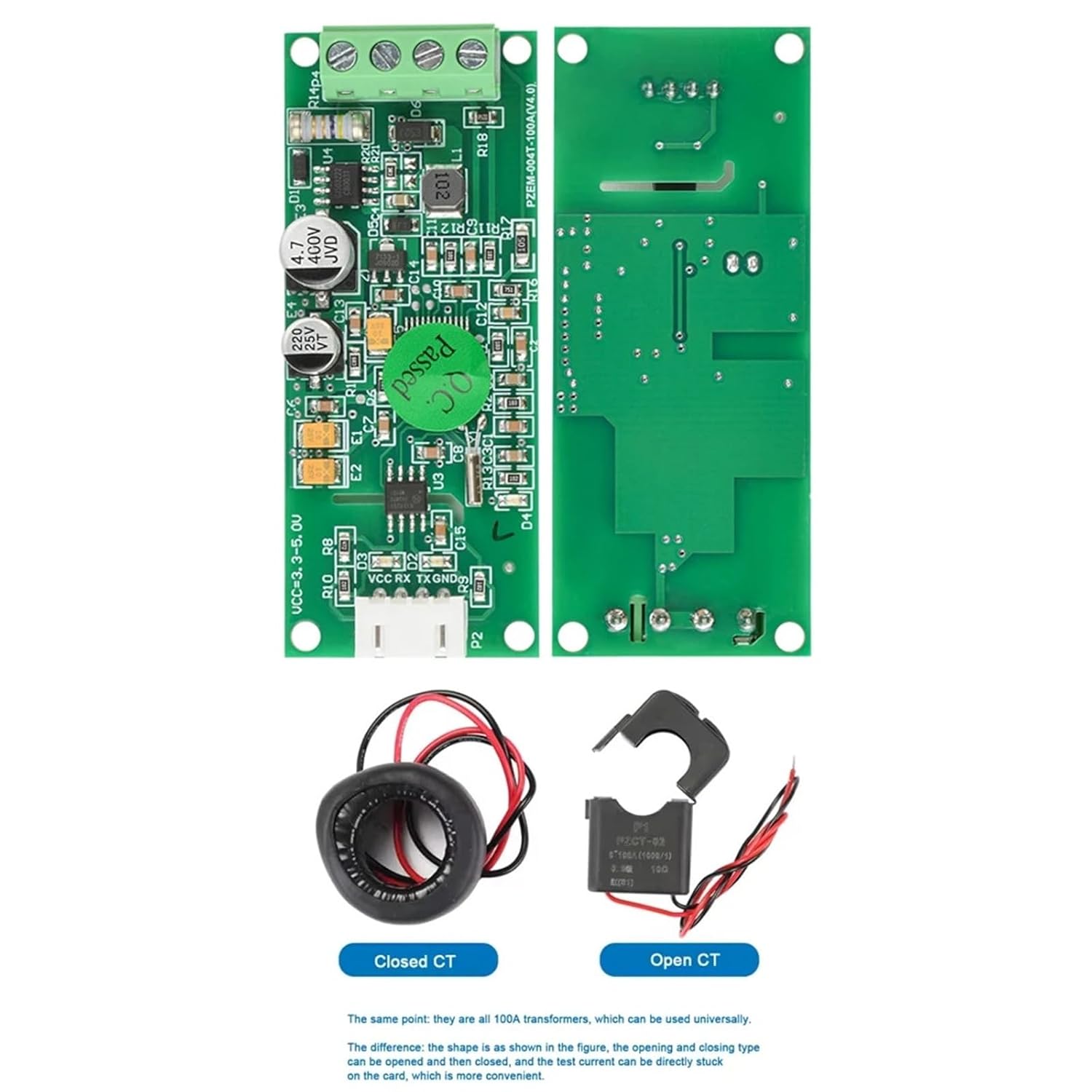 AC Digital Multifunction Meter PZEM-004T with Coil 0-100A 80-260V 1Pcs(Open)