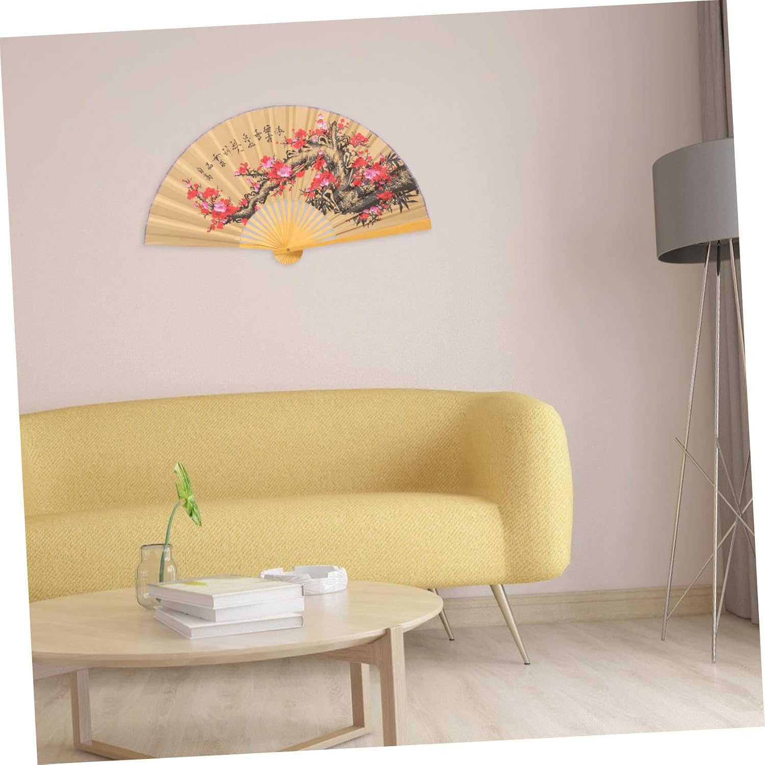 Decorative Hanging Fan Wedding Decor Wall Pendant Background Giant Paper Fan Decor Paper Wall Oriental Folding Fan Decoration Wooden Fan Chinese Style, 90.00X50.00X3.00CM