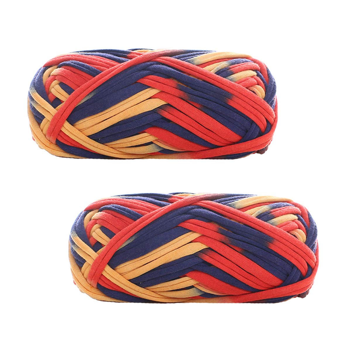 2 Pack of Colorful Knitting Yarn Fabric Crochet Cloth T-Shirt Yarn for DIY Knitted Fabric Art Basket Bag 200g