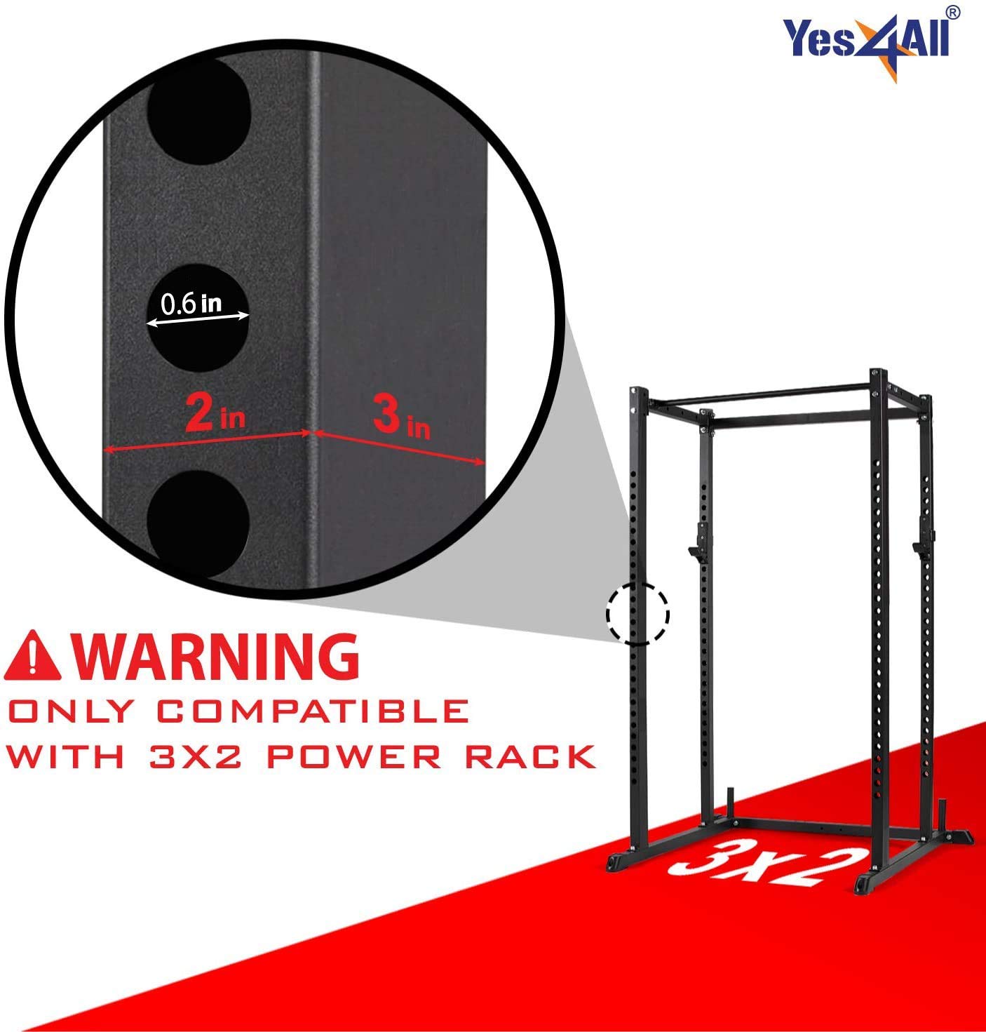 Yes4All Olympic Weight Plate Holder Power Rack Attachment for 3x2 inch