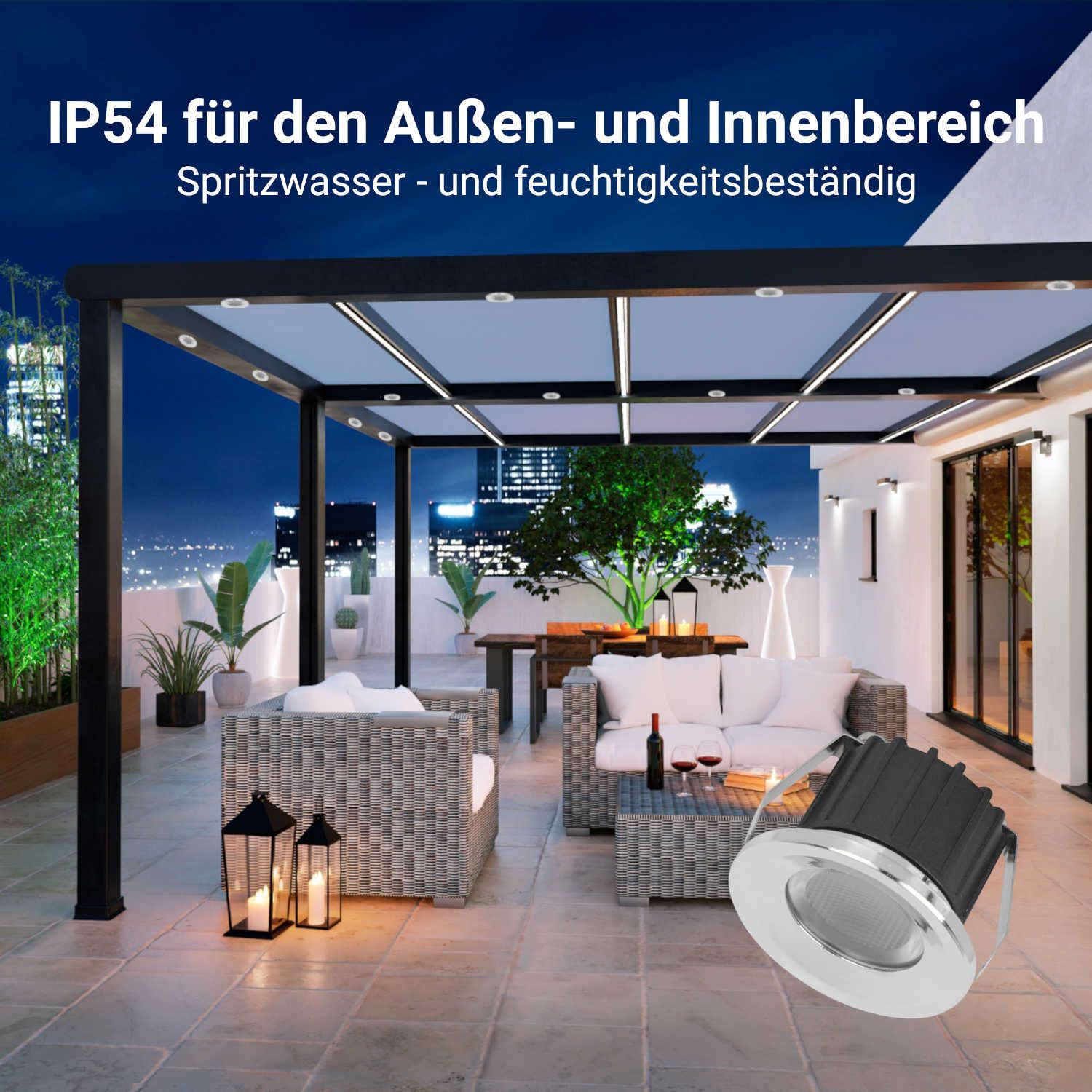 SIGMALED LIGHTING, Mini-LED-Einbaustrahler 3W, Spritzwassergeschützt für den Außenbereich, dimmbar, Warmweiß 3000K, 300 Lumen, IP54 Runde Einbauspot, 220V / 230V AC, 2er-Pack (1 Box mit 2 Stuck)