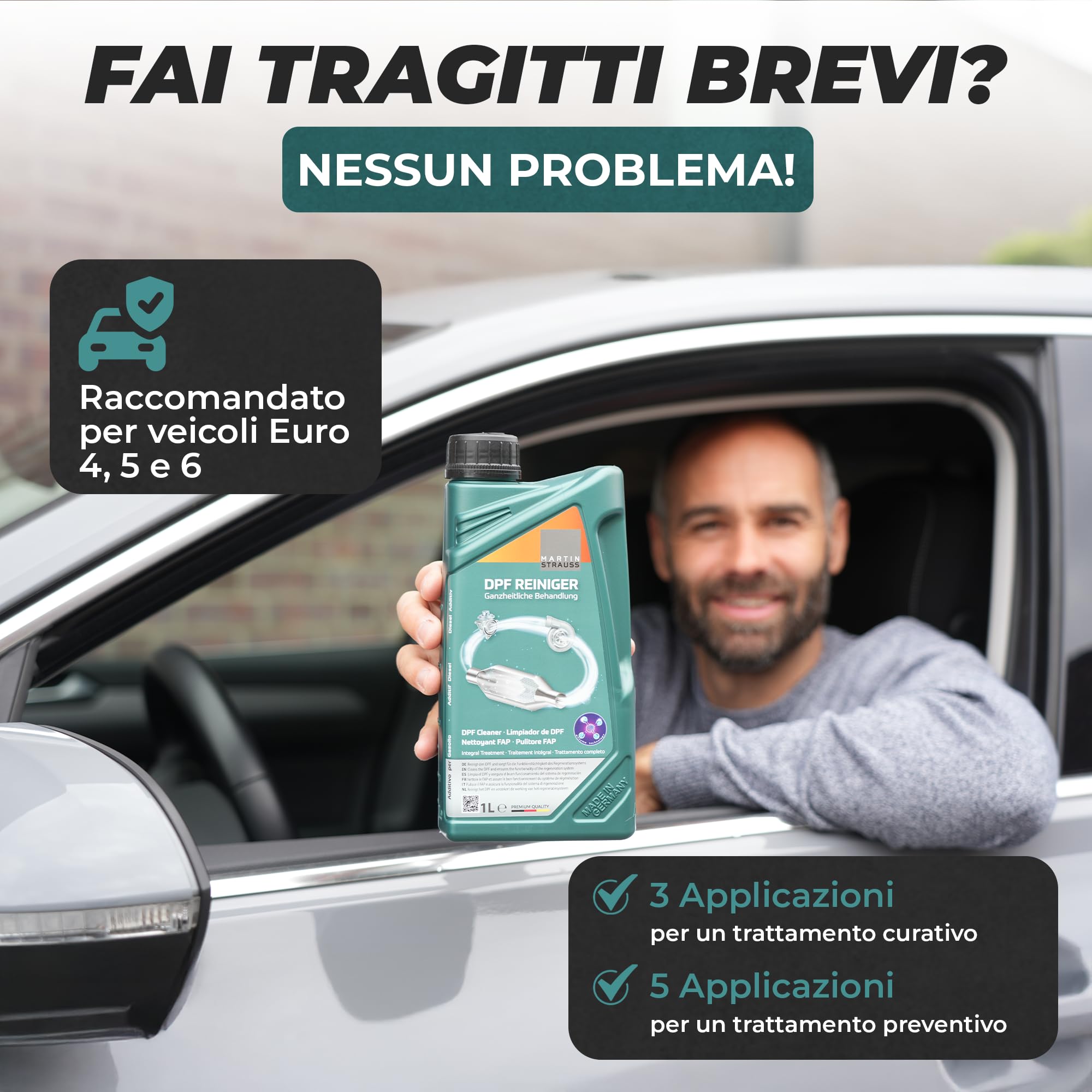 Martin Strauss Pulitore FAP - Filtro Antiparticolato Dpf, 3 Dosaggi, Trattamento Completo +EGR +Turbo, Cura Il Sistema FAP, 1 Litro, 3 Applicazioni