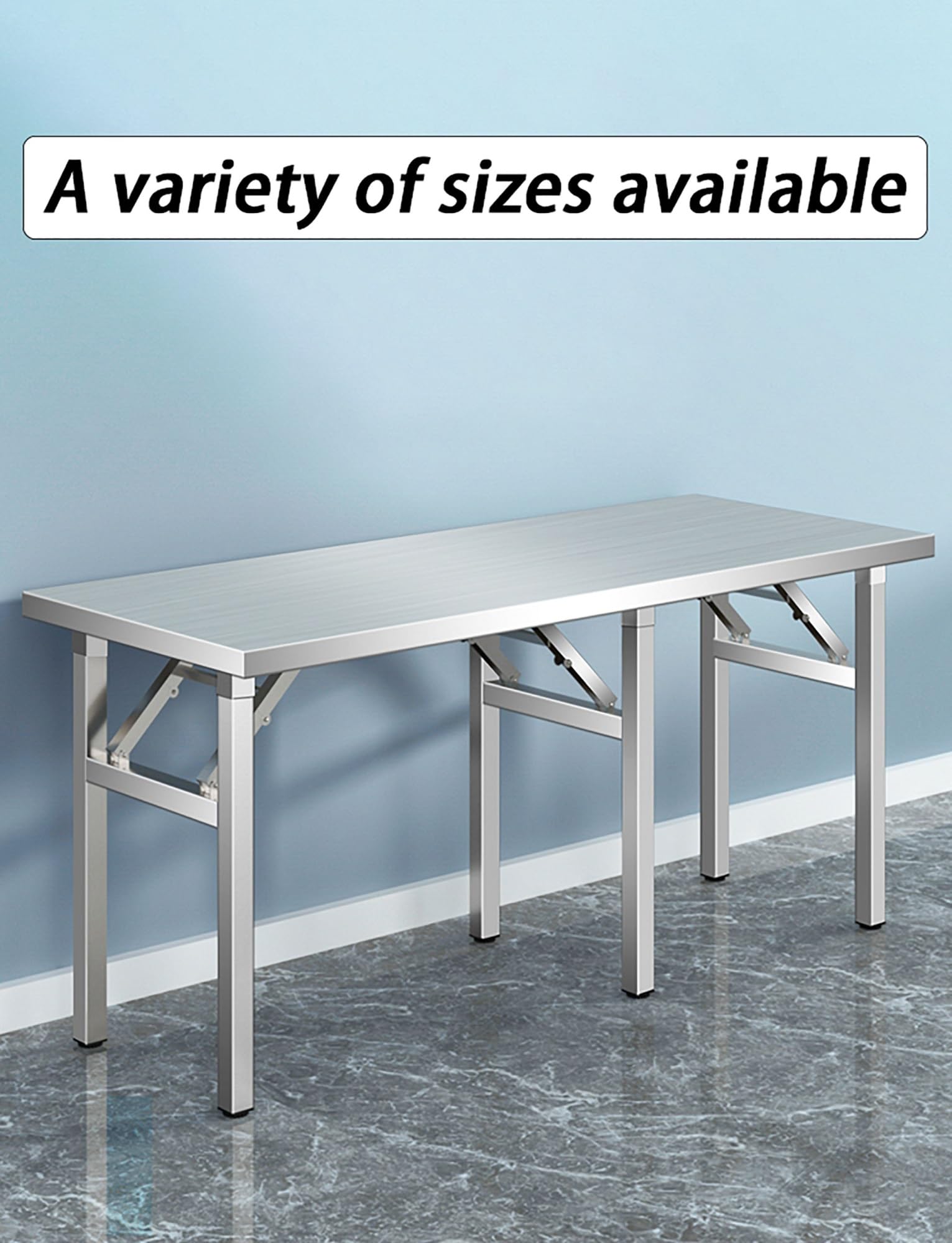Mesa plegable de acero inoxidable, portátil y resistente para picnic, fiesta y comedor, sin montaje