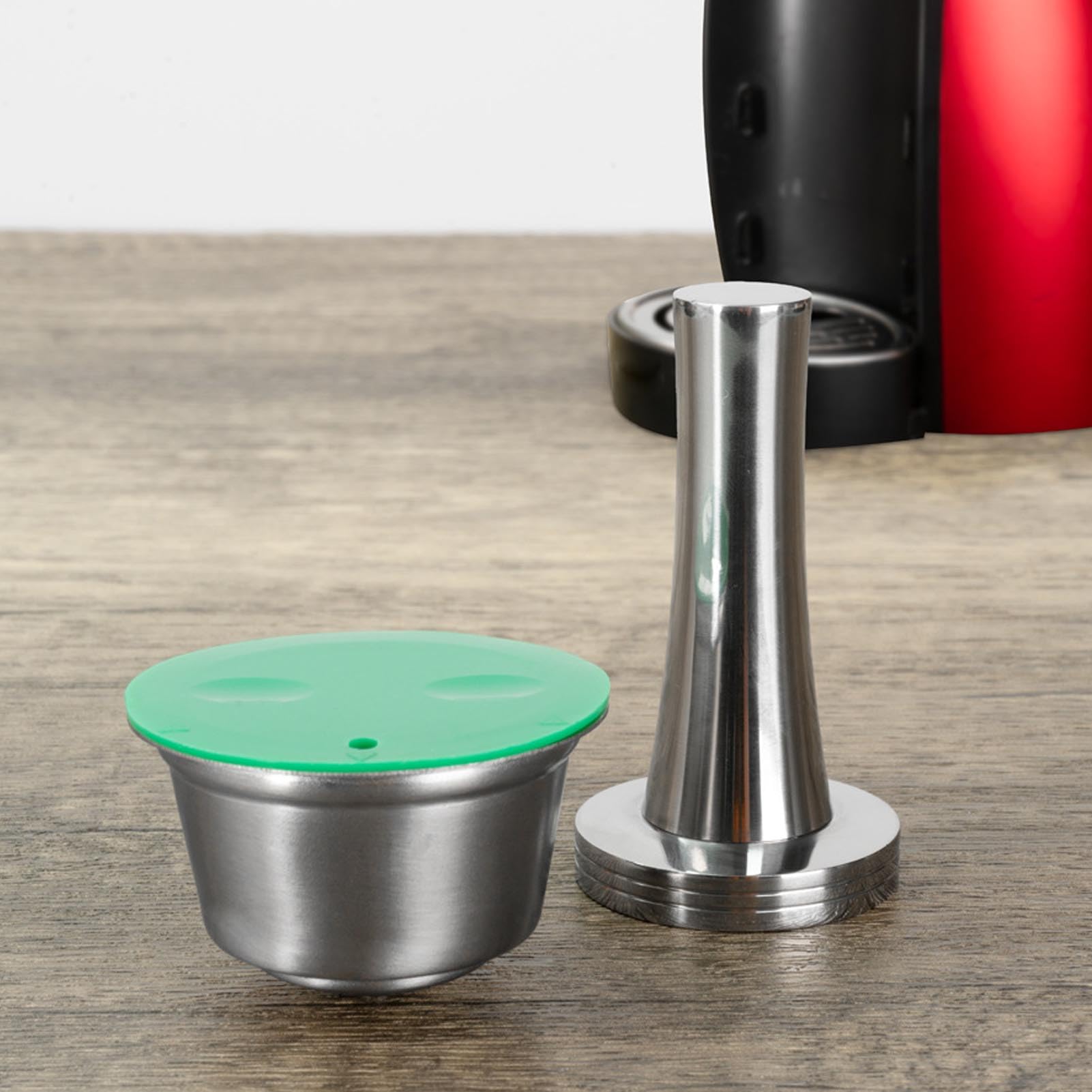 Haofy Kit de Cápsula de café de Acero de Acero Inoxidable Reutilizable con Cepillo de Cuchara de Manipulador para la Preparación para Máquinas de café
