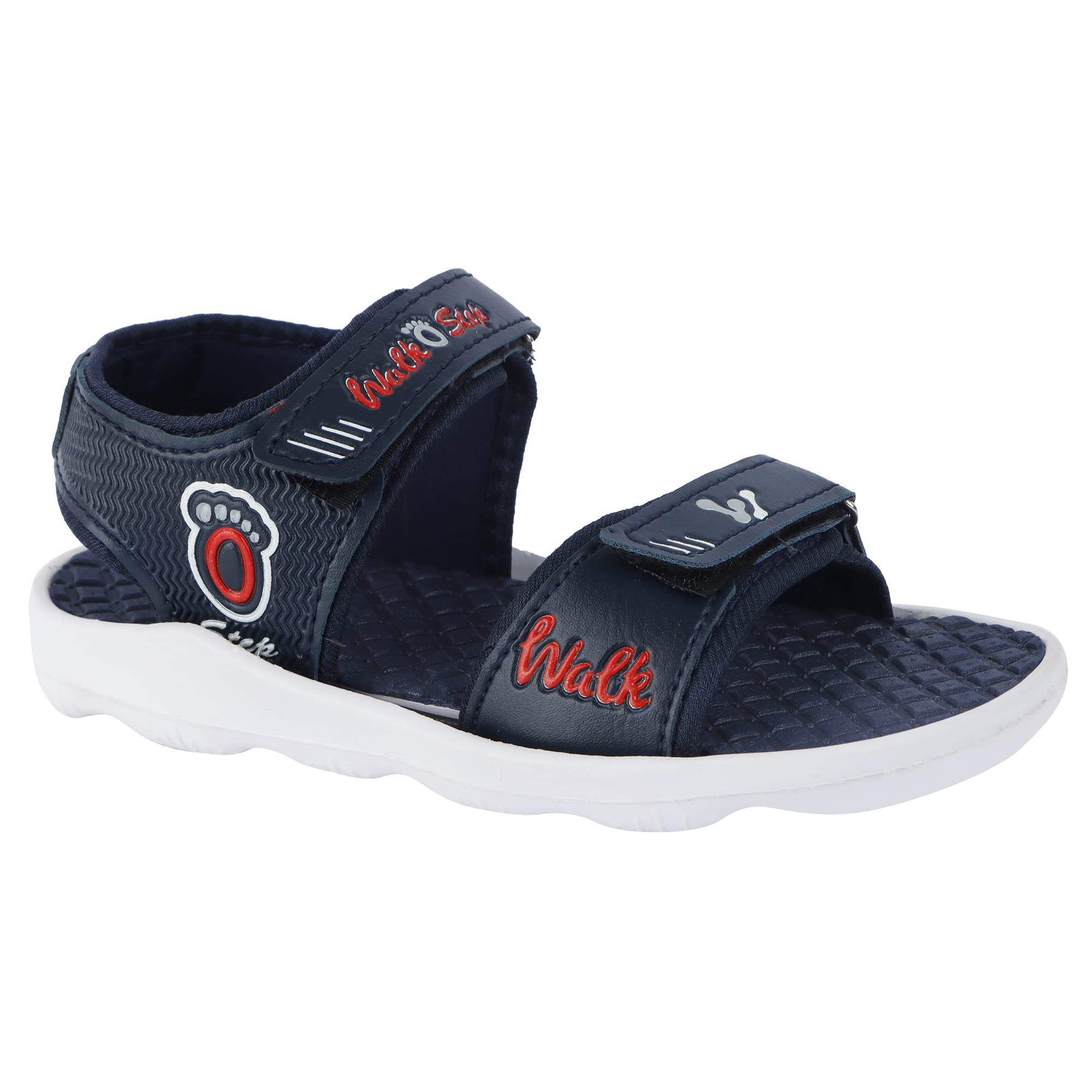 Frabio Synthetic Velcro Indoor Outdoor Sandals For Boys & Girls Kids Wear/Flip Flop Open Toe Light Weight Sandals and Floaters Footwear for Kids (WALK-NVY-RED) (B0BFG9SZN1) Amazon Price History, Amazon Price Tracker