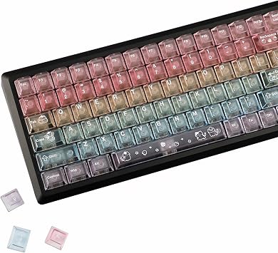 YMDK 115 Keys Milk Color Gradient Keycaps Frosted Cherry Profile Shine Through PC Keycap for 61/64/68/84/87/96/104/108 MX Mechanical Keyboard