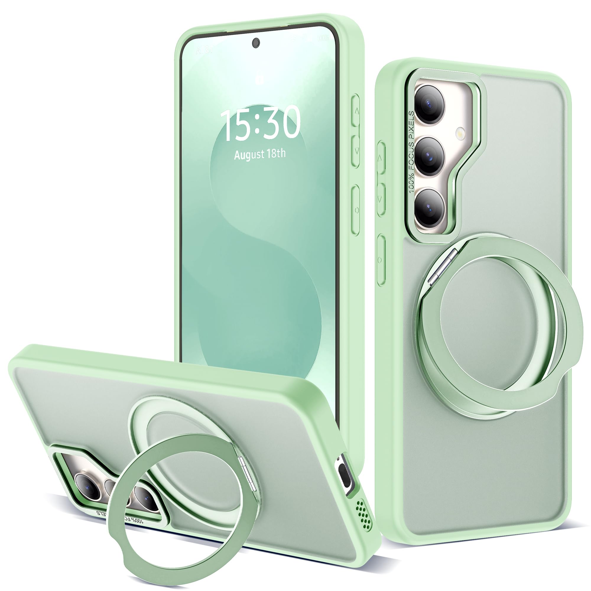 for Samsung Galaxy S25 Plus Case with 360° Spin Stand,Green