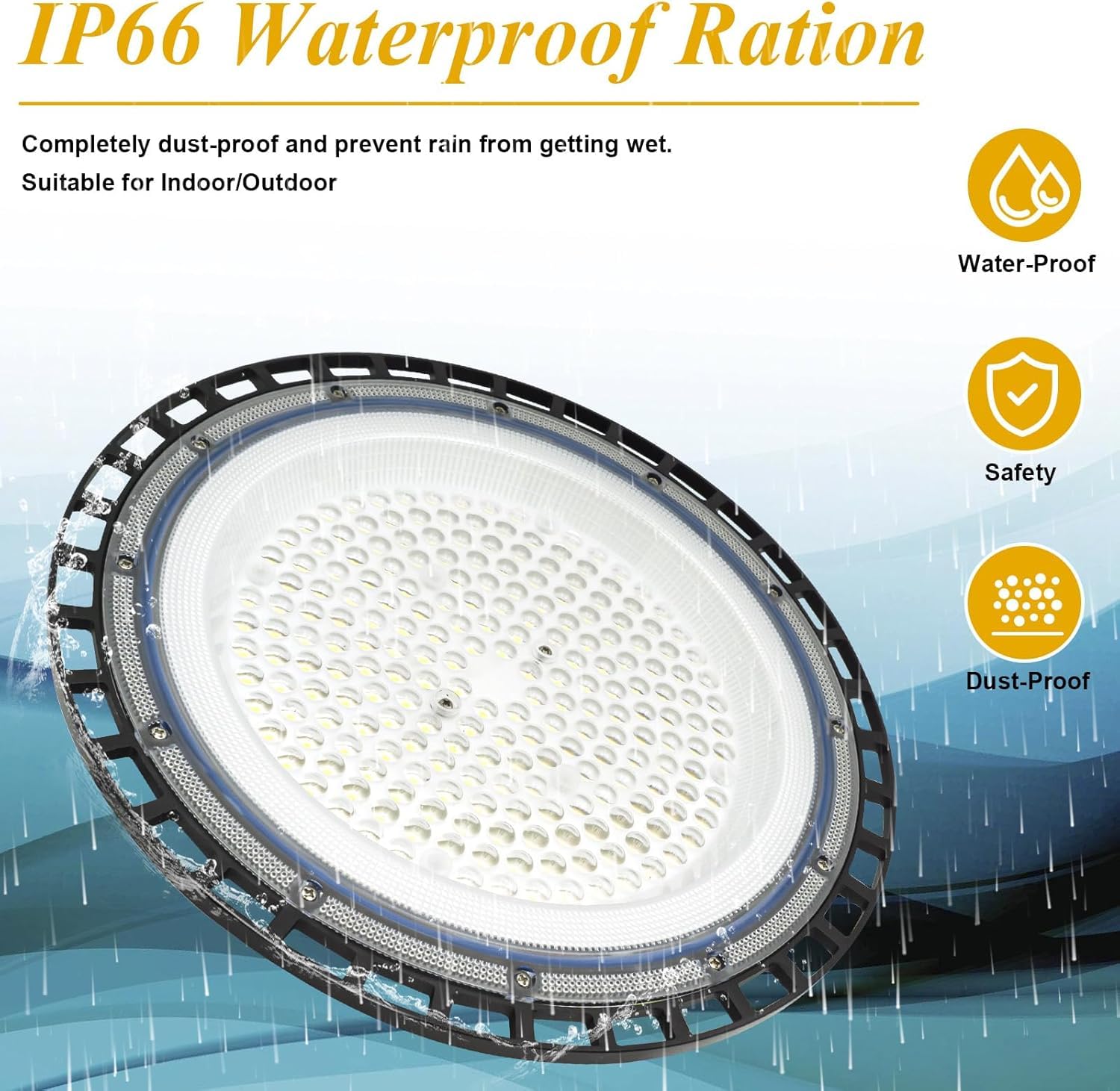 UFO lampa warsztatowa UFO oświetlenie sufitowe LED garaż | Kryty reflektor LED 6500K, wodoodporne oświetlenie sufitowe IP66, do garażu, magazynu, siłowni, 1 szt. 200 W