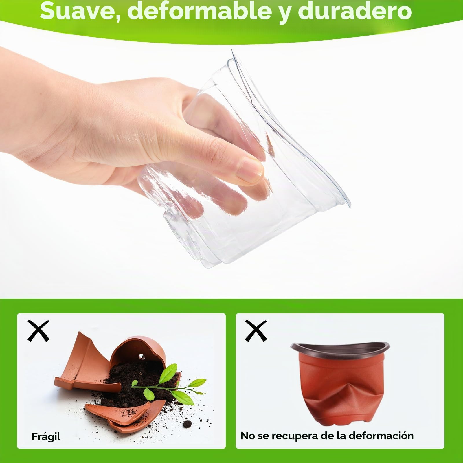 Mactoou 30 Piezas Maceta de Plástico con Estera de Jardinería, 8.9cm 10.2cm 12.7cm Maceta Transparente para Orquídeas con Agujeros de Drenaje para Balcón Interior y Exterior
