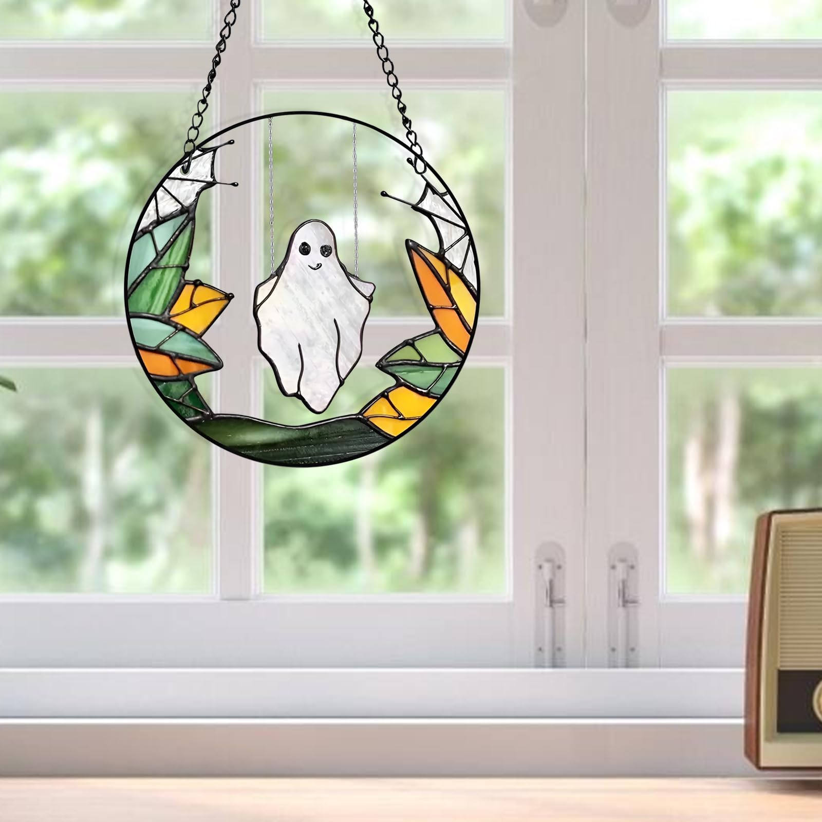 Ornement Attrape-soleil Acrylique Livre De Lecture Squelette, Amoureux Des Livres, Attrape-soleil Halloween, Art Squelette Unique, Décoration De Lecture Tête De Mort, Cadeau D'Halloween - France