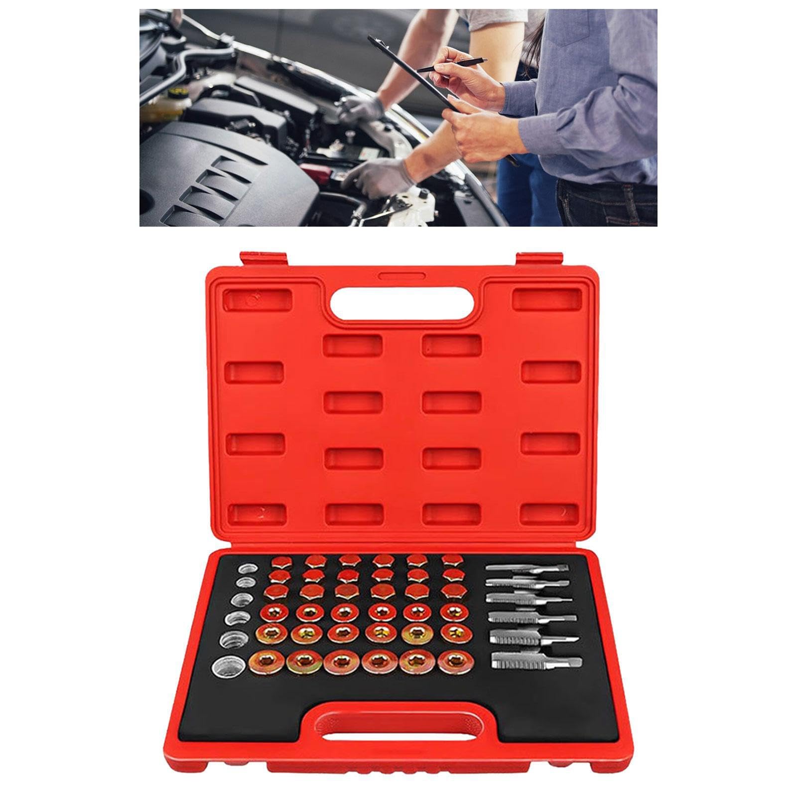 Set di Utensili per Tappi di Scarico da 114 Pezzi, Kit | indispensabile per la manutenzione delle filettature della coppa dell'olio. Il kit di