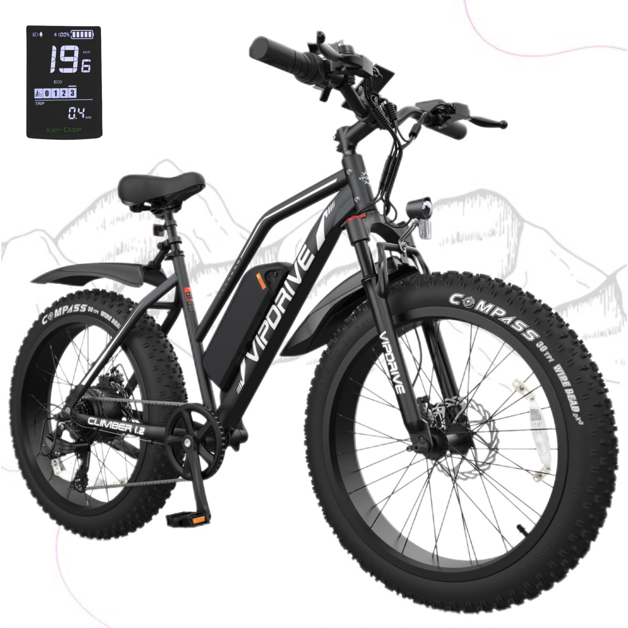 Electric Bike for Adults, 500 750W ebike, 48V 13AH Battery, 26 Inch Fat Tire Electric Bicycle, 7 Speed Up to 26MPH 60Miles Range Mountain E-Bike UL 2849 Certified