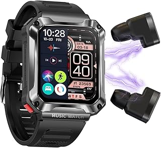 Smart Watch with Earbuds 2 in 1, Fitness Tracker with Blood Oxygen Blood Pressure Heart Rate Sleep Monitor, Heart Rate Monitor Watch with Answer Call, Activity Tracker Compatible with Android iOS ( Co