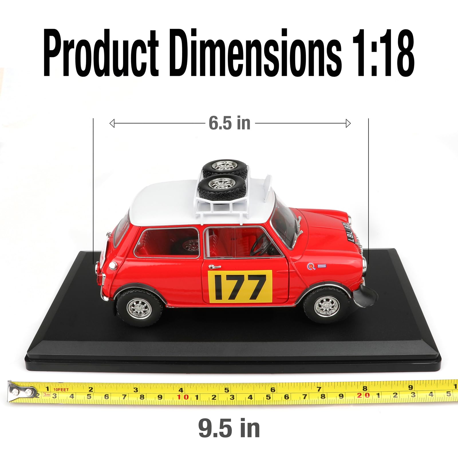 TOKAXI 1:18 Diecast Car 1967 Mini Cooper S Model, Monte Carlo Rally Champion #177, Sammlermodellauto für Erwachsene, Öffnende Tür, Detaillierte Innenausstattung, Oldtimer 14+