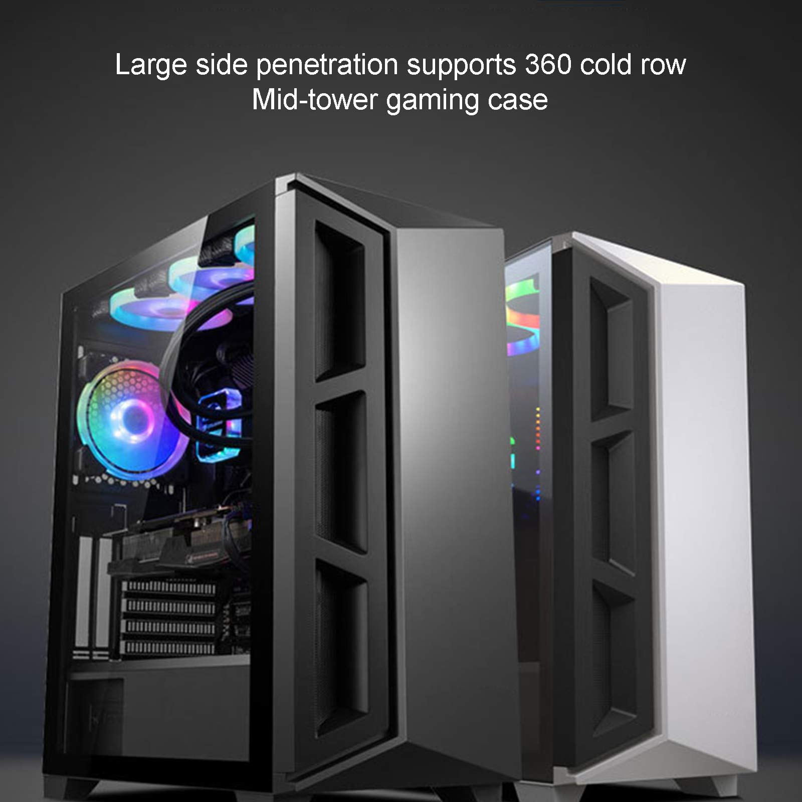 Caso PC Gaming - USB3.0 Port - Vetro temperato Laterale Pannello di Gestione Cavi - Be Quiet Water-Cooling Ready - Integrato RGB - Nero/Whine,Nero