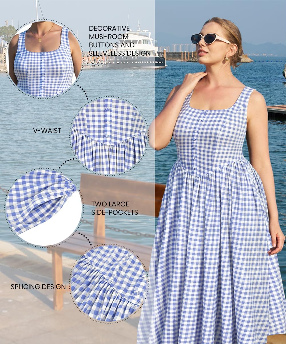 RITERA Plus Size Summer Dresses for Curvy Women Maxi Square Neck Sleeveless Casual Beach Sundress with Pockets, Flowy Dress - Image 5